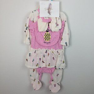 Jessica Simpson Baby Romper Footie Set 3 to 6 Months Pink Pineapple Polka Dot